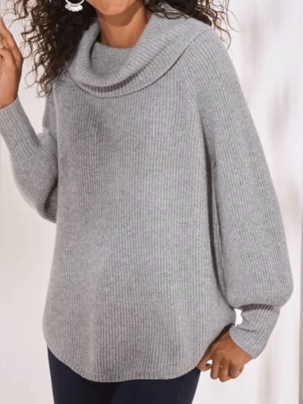 Soft Surroundings Heather Grey Calanthe Cashmere Pullover Sweater Sz M Cozy